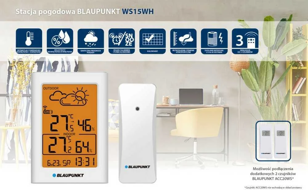 Oro stotis - Blaupunkt WS15WH su lauko jutikliu baltas