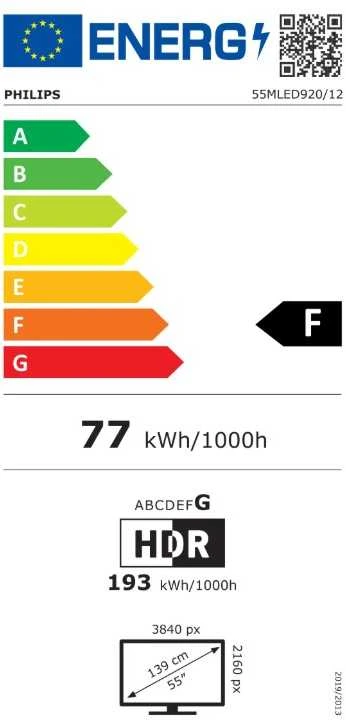 LED televizorius „Philips QD MiniLED“, 4K „Ambilight“, 55MLED920/12