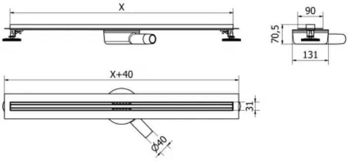 Dušo latakas Mexen Flat 360 Slim, Chrome, 60 cm