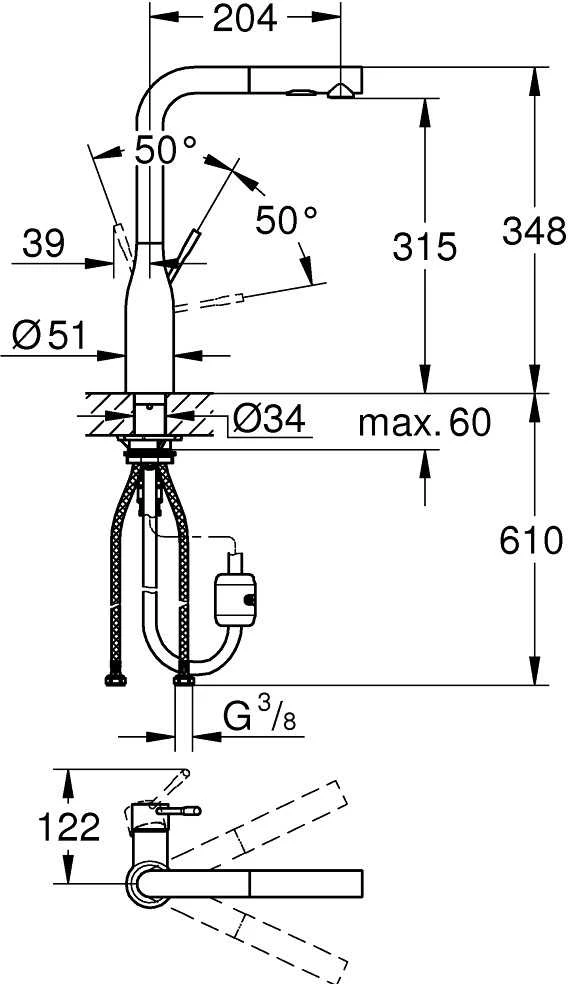 Maišytuvas Grohe Essence 30270A00, hard graphite