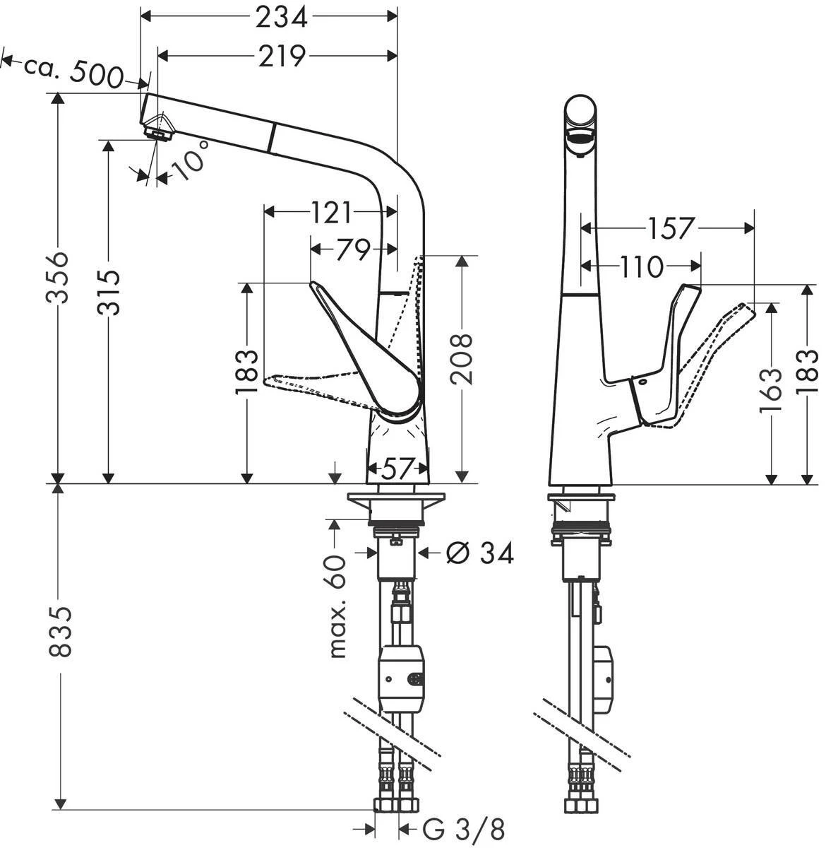 Maišytuvas plautuvei Hansgrohe Metris 320, 14821000