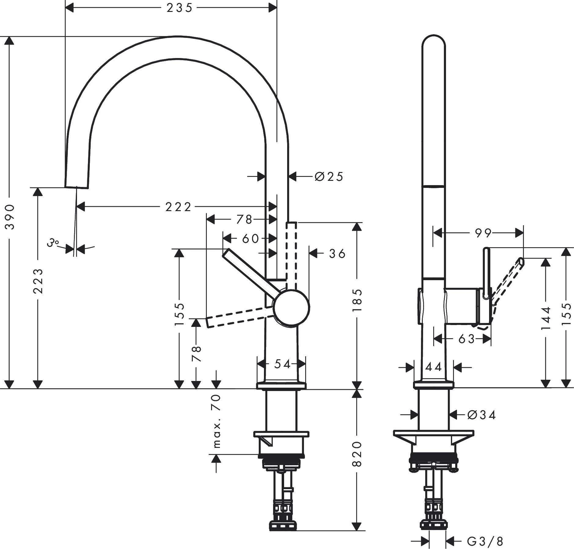 Maišytuvas plautuvei Hansgrohe Talis M54 270 72804000