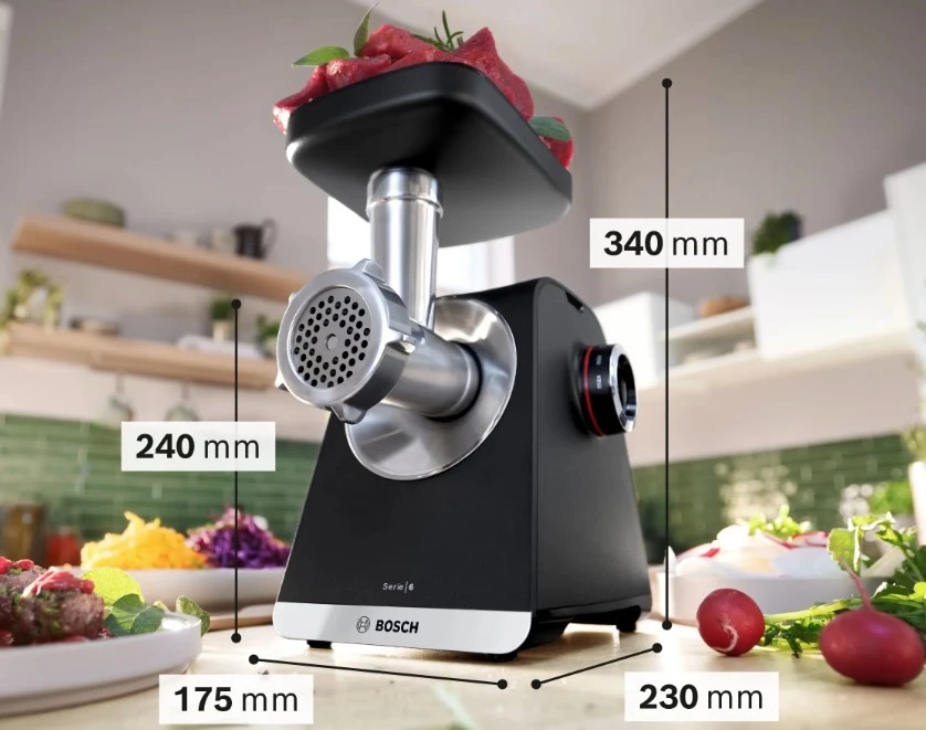 Mėsmalė Bosch Serija 6, MultiPower, MFWS642B, 2100 W, juoda, sidabrinė metalo