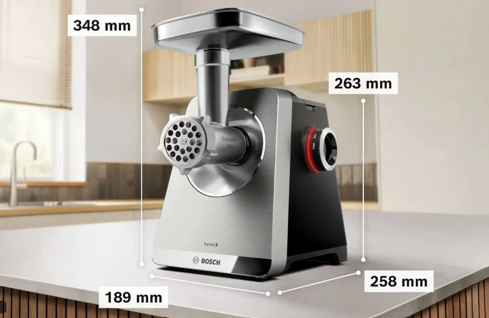 Mėsmalė Bosch Serija 8, MultiPower MFWS835M, 2500 W, nerūdijančio plieno