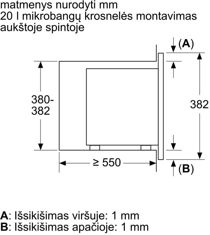 Bosch BFL623MB4 Serija 2, Įmontuojamoji mikrobangų krosnelė, Juodas