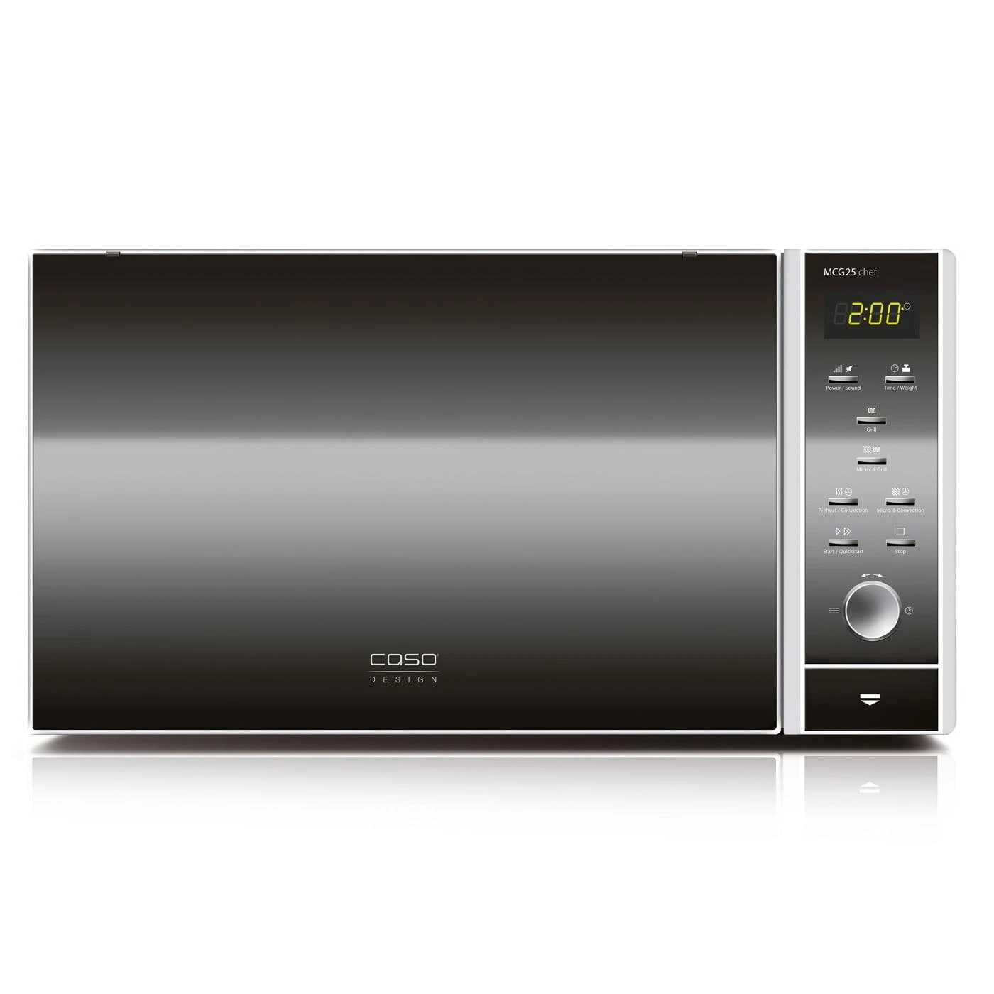 Mikrobangų krosnelė Caso | Microwave Oven with Grilis and Convection | MCG 25 Chef | Free standing | 900 W | Convection | 25 L | Grilis | Nerūdijantis plienas/Juodas