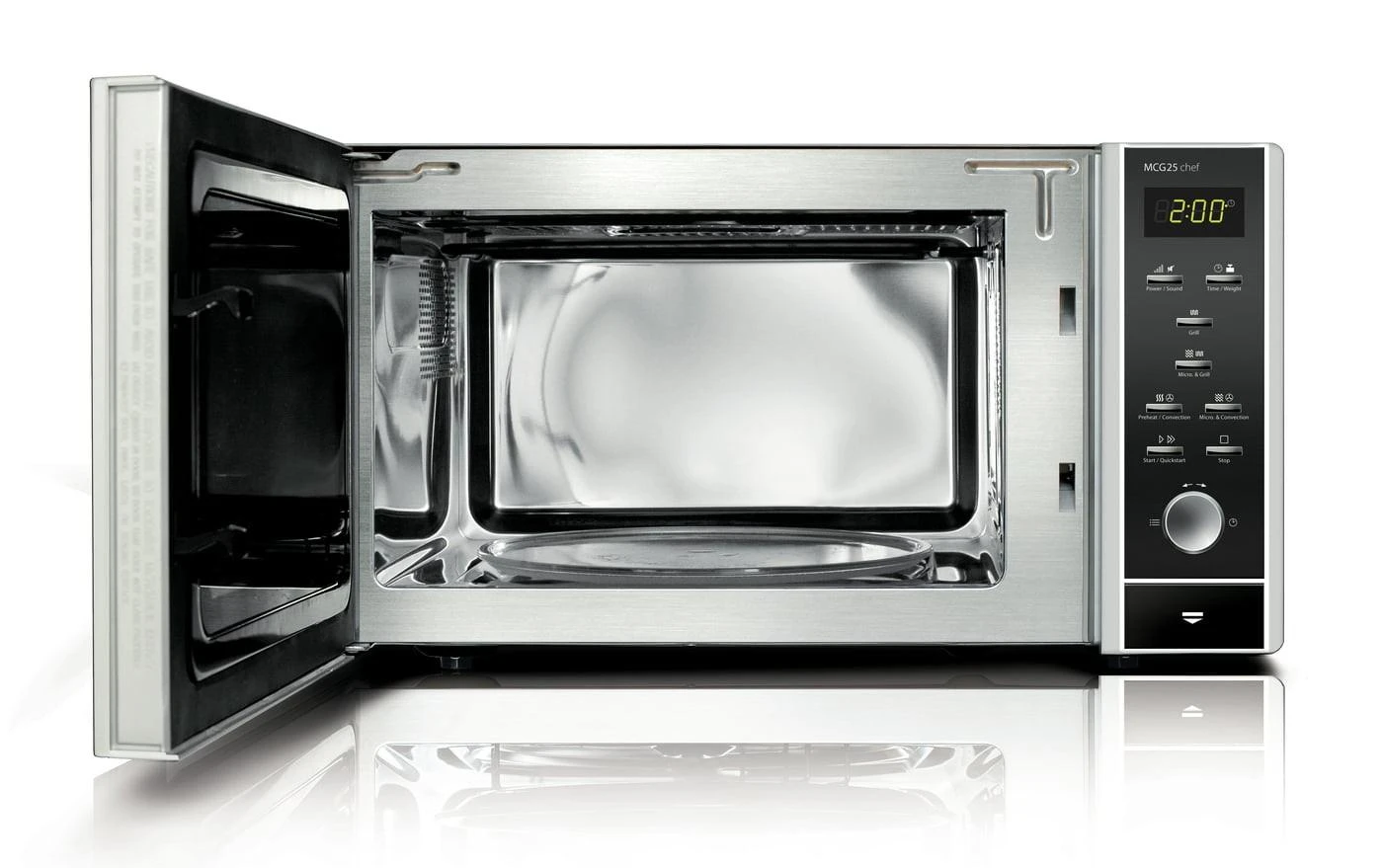 Mikrobangų krosnelė Caso | Microwave Oven with Grilis and Convection | MCG 25 Chef | Free standing | 900 W | Convection | 25 L | Grilis | Nerūdijantis plienas/Juodas