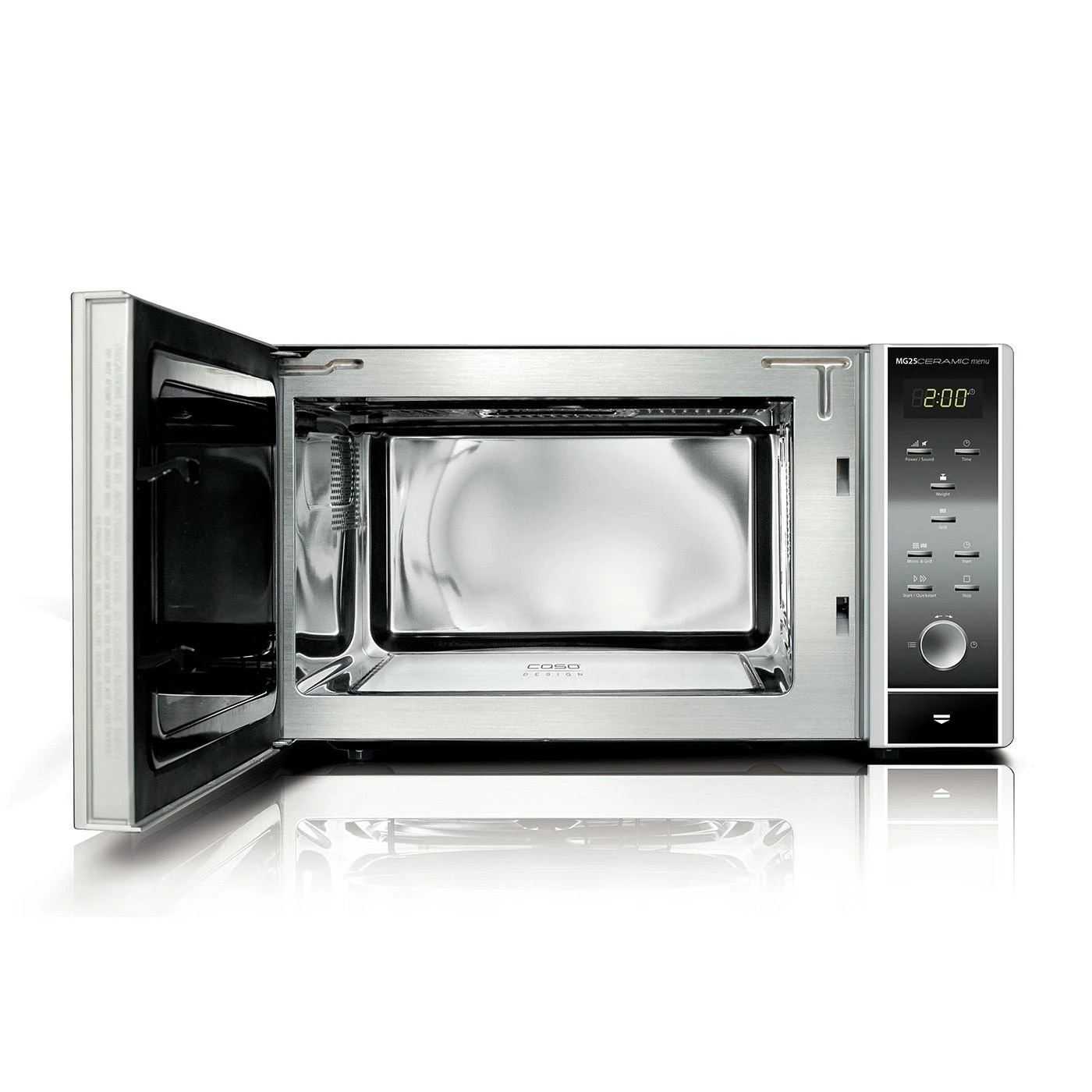 Caso | Keraminė mikrobangų krosnelė su grotelėmis | MG 25 Ecostyle | Laisvai pastatoma | 900 W | 25 l | Grotelės | Sidabrinis