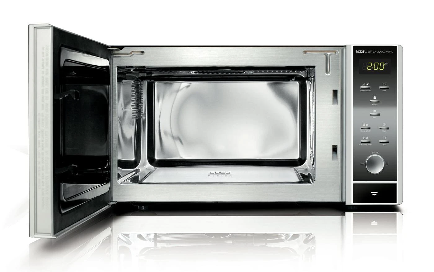 Mikrobangų krosnelė Caso | Microwave orkaitė with Grilis | MG 25 | Free standing | 900 W | Grilis | Sidabrinis/Juodas