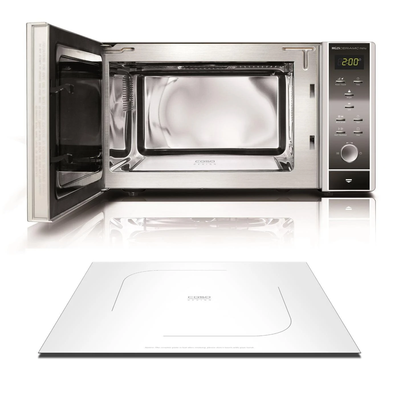 Mikrobangų krosnelė Caso | Microwave orkaitė with Grilis | MG 25 | Free standing | 900 W | Grilis | Sidabrinis/Juodas