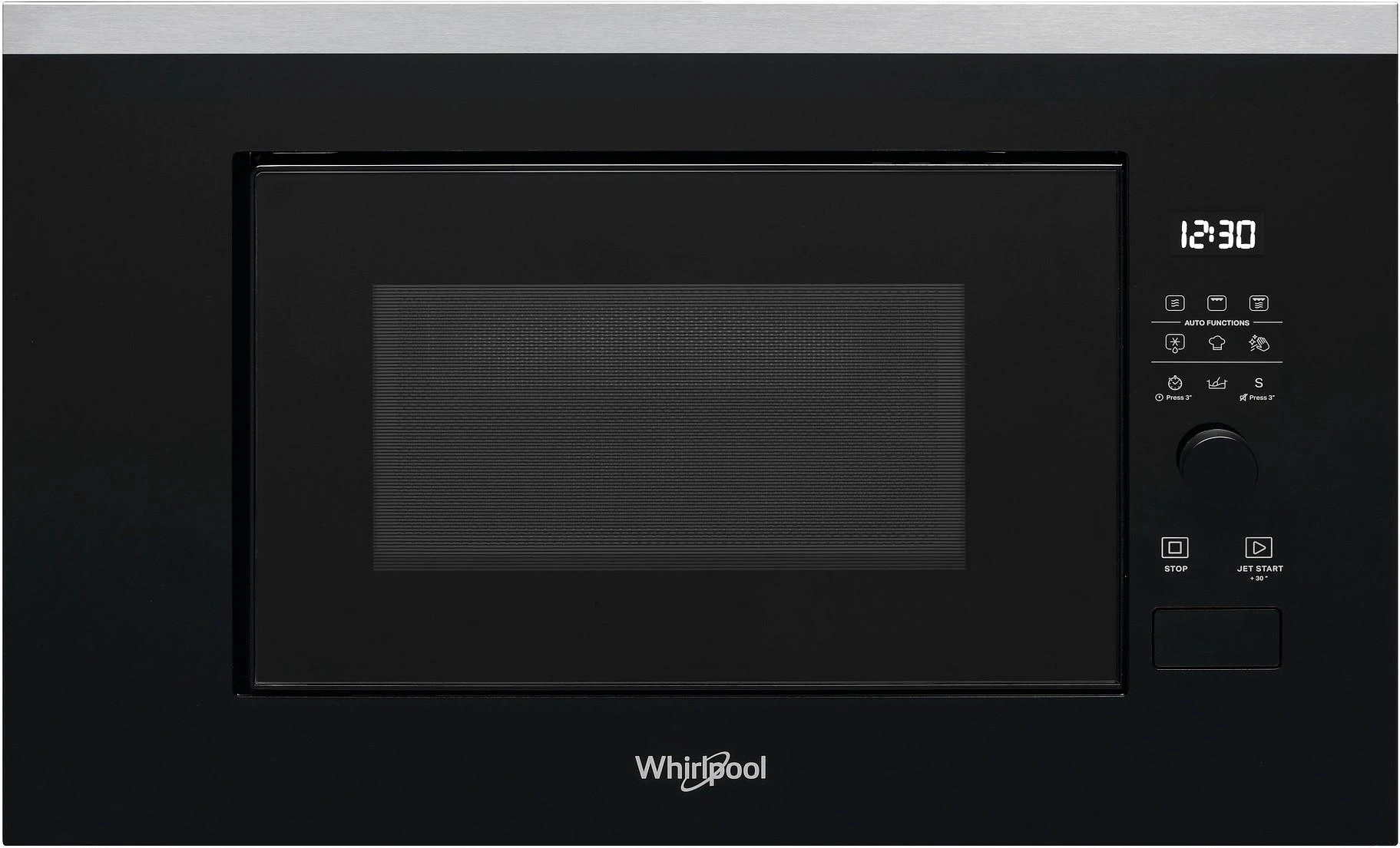 Whirlpool WMF201G mikrobangų krosnelė Įmontuoti Mikrobangų krosnelė su kepsninės funkcija 20 L 800 W Juoda, Nerūdijančiojo plieno