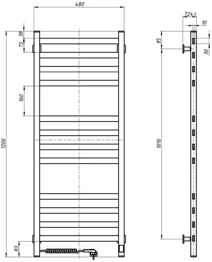 Navin El.rankšluosčių džiovintuvas Avangard 480*1200 Sensor dešinė 10-028053-4812