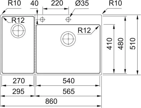 Nerūdijančio plieno plautuvė Franke Box Center BWX 220-54-27, dešininė