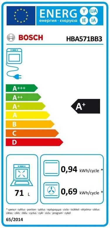 Bosch HBA571BB3 Serija 4, Įmontuojamoji orkaitė, 60 x 60 cm, Juodas