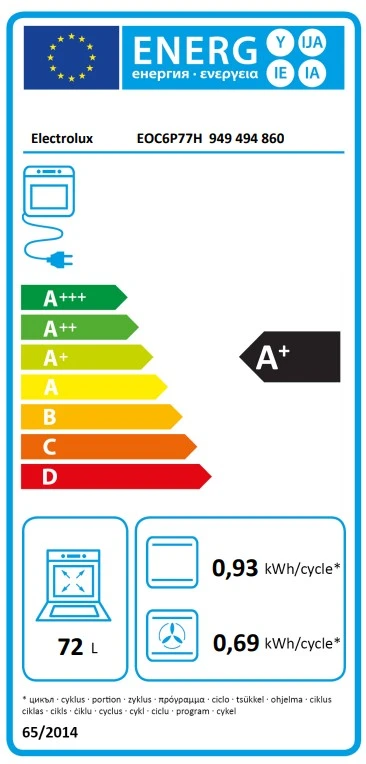 Orkaitė - Electrolux EOC6P77H Įmontuojama 72L Juoda/Nerūdijančio Plieno