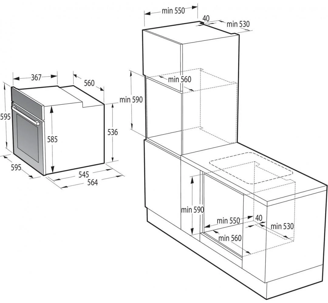 Gorenje | Orkaitė | BO6737E02BG | 77 L | Daugiafunkcis | EcoClean | Mechaninis valdymas | Konvekcija | Aukštis 59,5 cm | Plotis 59,5 cm | Juodas