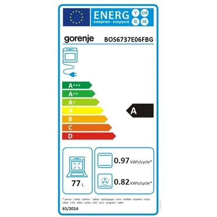 Gorenje | Orkaitė | BOS6737E06FBG | 77 L | Daugiafunkcis | EcoClean | Mechaninis valdymas | Garų funkcija | Konvekcija | Aukštis 59,5 cm | Plotis 59,5 cm | Juodas