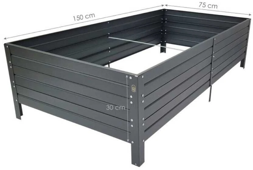 Meistro Kodas Pakelta lysvė KLASIKA GARDEN, RAL7016 (antracito), cinkuotas metalas, 150x75x30 cm