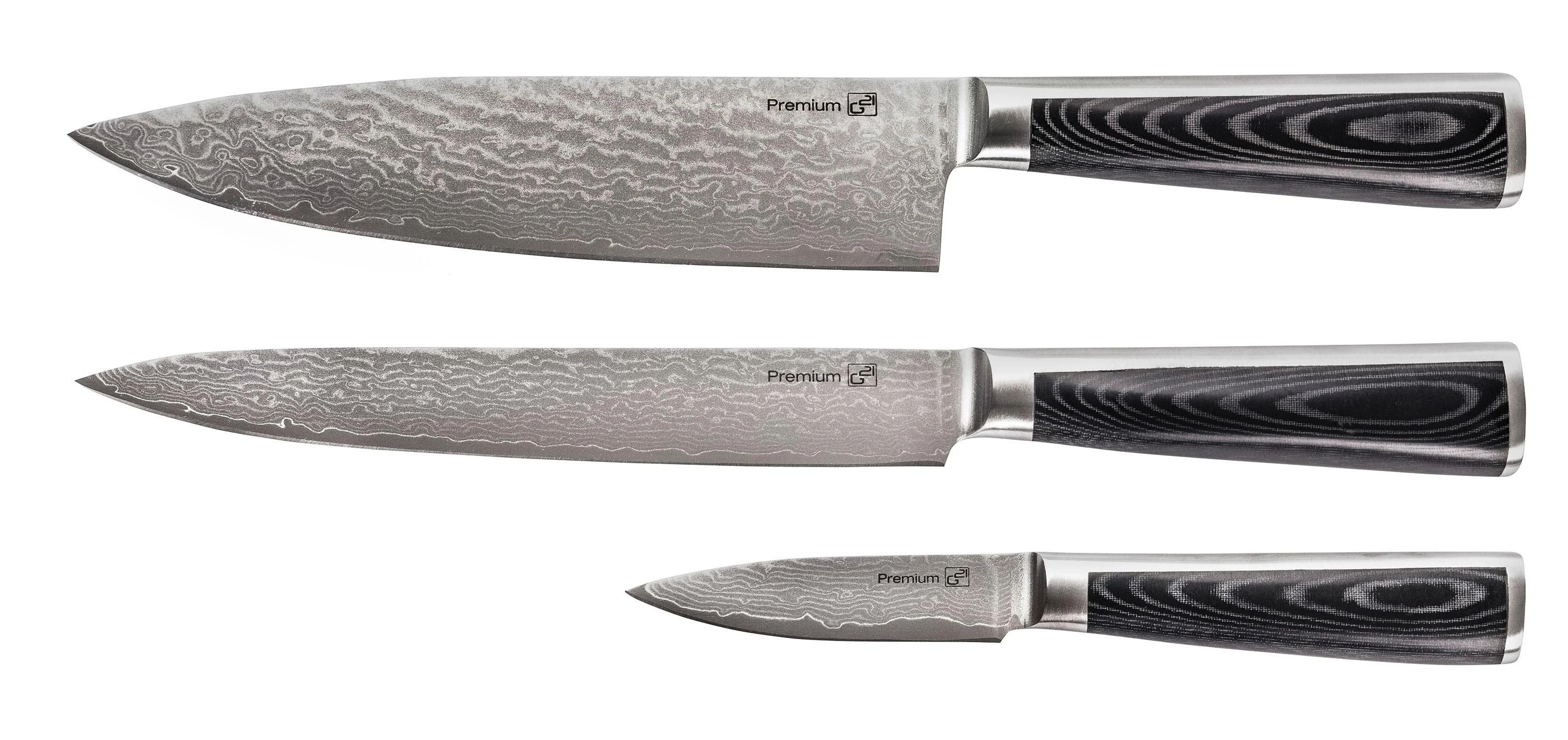 Peilių rinkinys G21 Damascus Premium 6002298 3 vnt. + galąstuvas