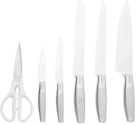 Ninja Kitchen StaySharp nerūdijančio plieno 6 dalių peilių rinkinys + baltas peilių laikymo blokas - K62006EUWH