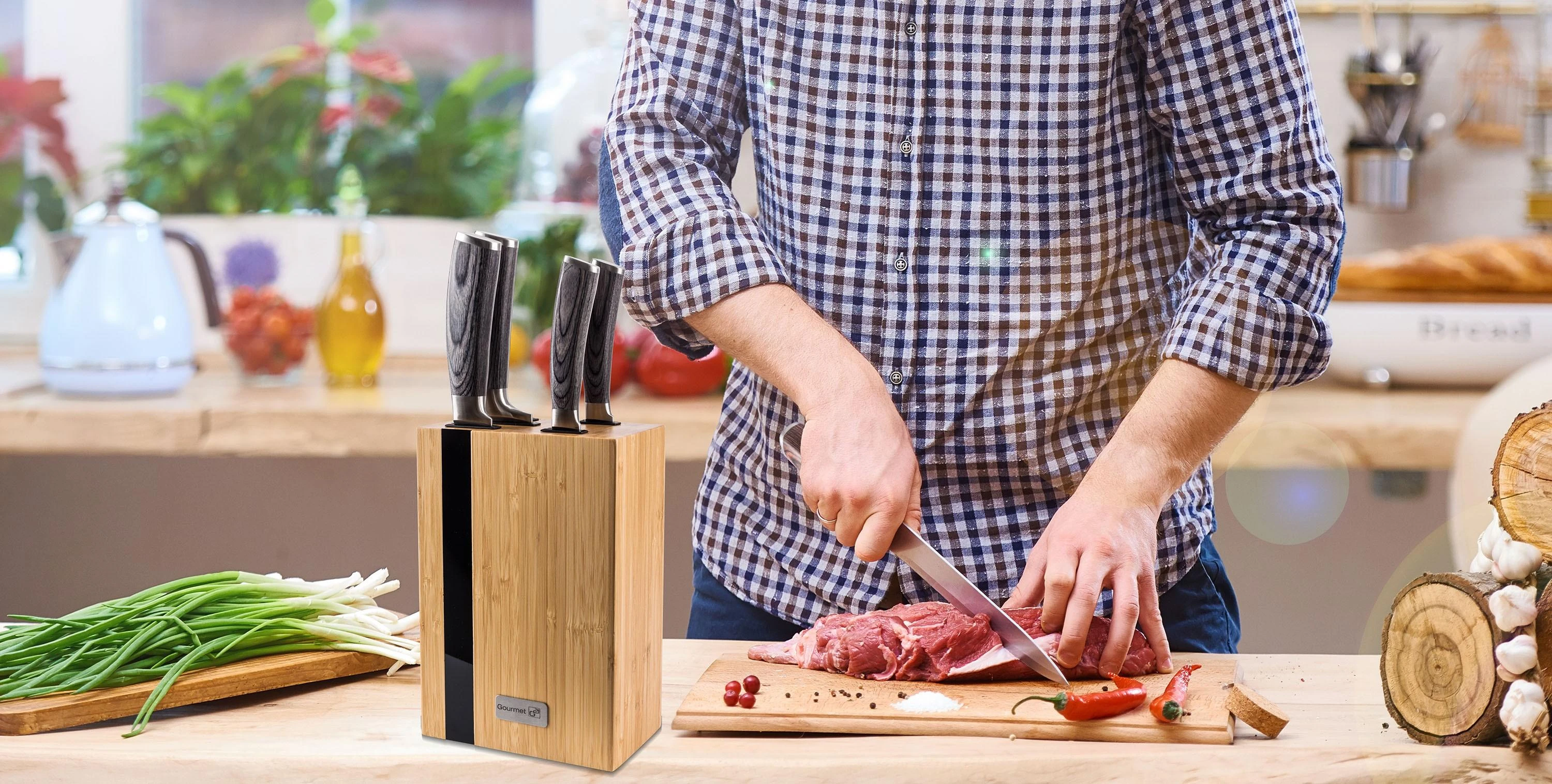Peilių rinkinys su stovu G21 Gourmet Rustic 5 ks 6002237