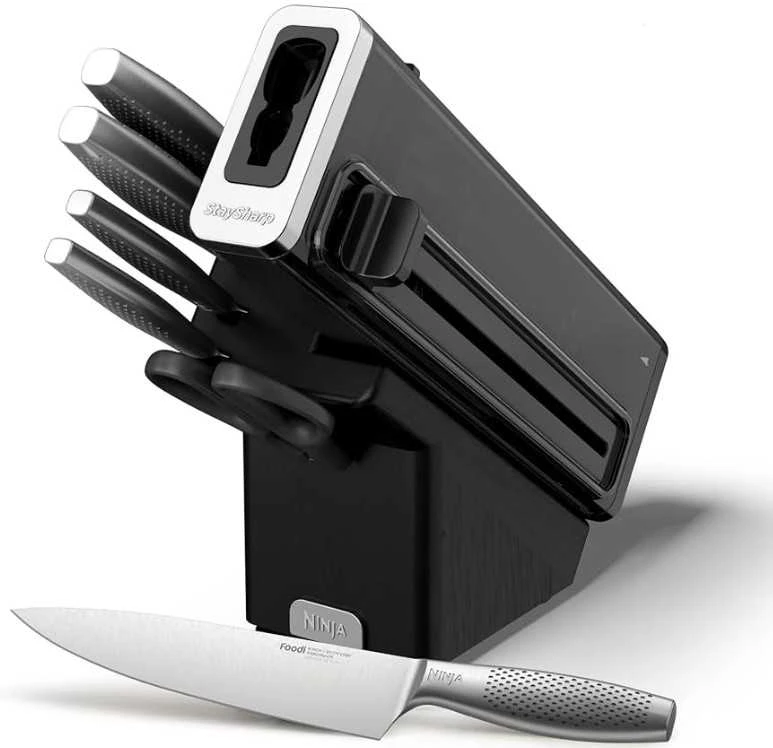 Ninja StaySharp nerūdijančio plieno 6 dalių peilių rinkinys su mediniu bloku – K62006EUUK