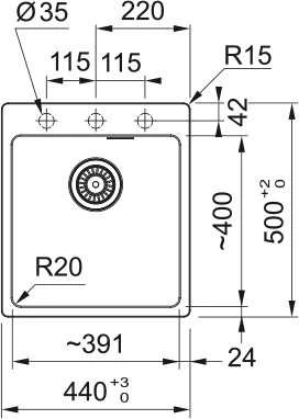 Plautuvė Franke MRG 610-39 Stone pilkas