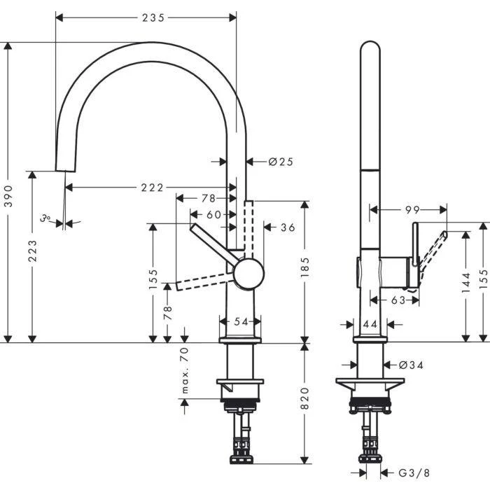 Plautuvės maišytuvas Hansgrohe Talis M54, 72804800, nerūd. plieno
