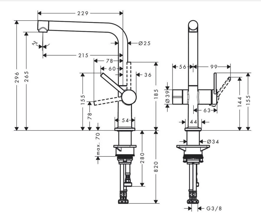 Plautuvės maišytuvas Hansgrohe Talis M54, 72827000, chromo