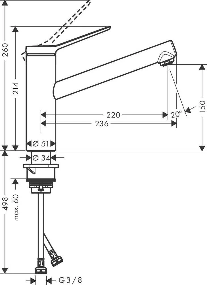 Plautuvės maišytuvas Hansgrohe Zesis M33, ch