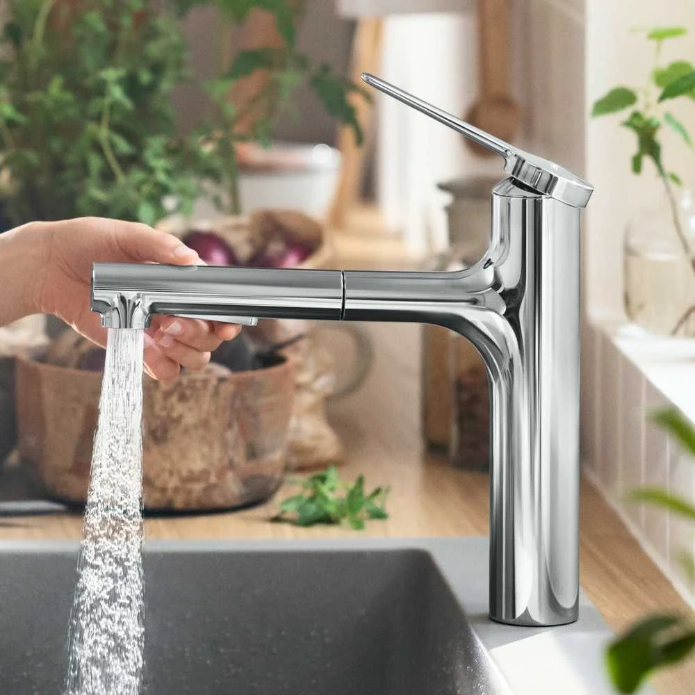 Plautuvės maišytuvas su ištraukiama žarna Hansgrohe Zesis M33, 74801000, chromo