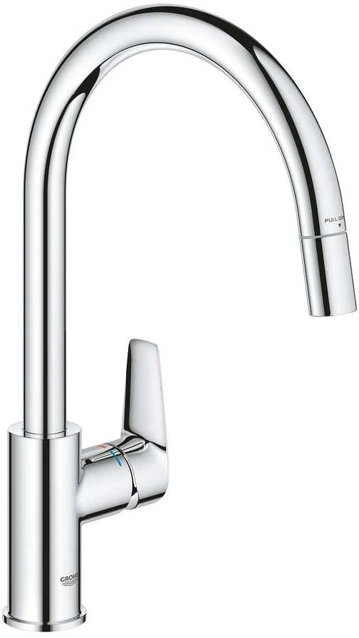 Grohe virtuves izlietnes maisītājs ar izvelkamu dušu BauEdge, hroms