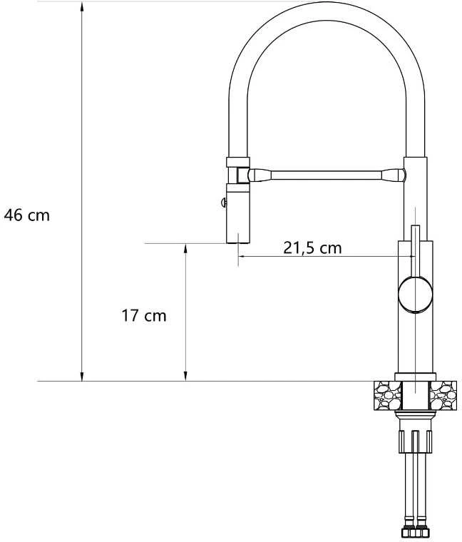 Plautuvės maišytuvas su lanksčia žarna ir dušelio funkcija Quadron ANDY, 3623523_BLM, juodas