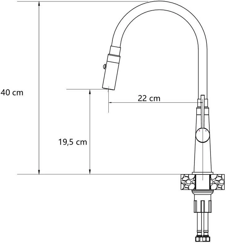 Plautuvės maišytuvas su lanksčia žarna ir dušelio funkcija Quadron GINA, 3922505_BSGR, plieno/pilka