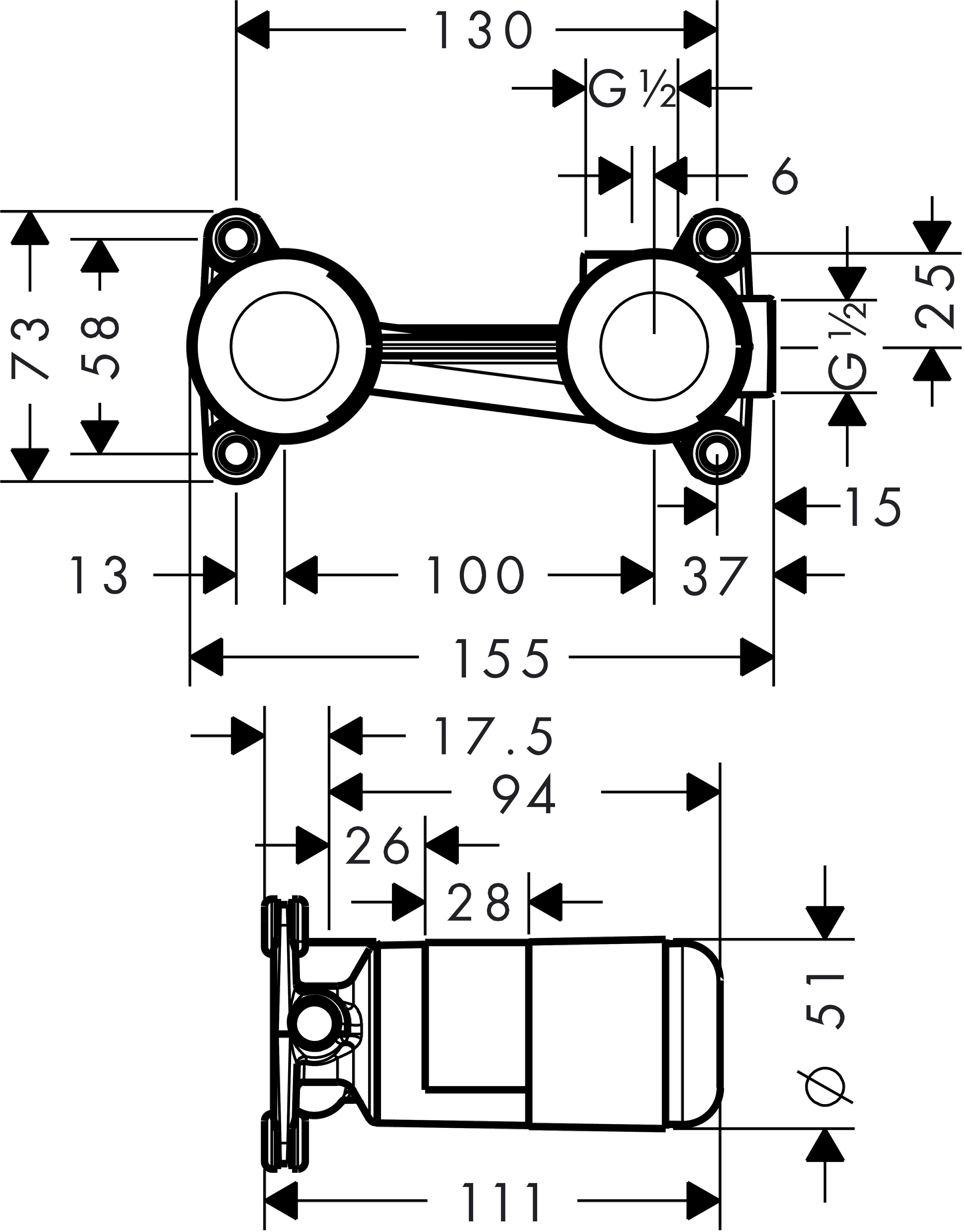 Hansgrohe Grundset potinkine dalis
