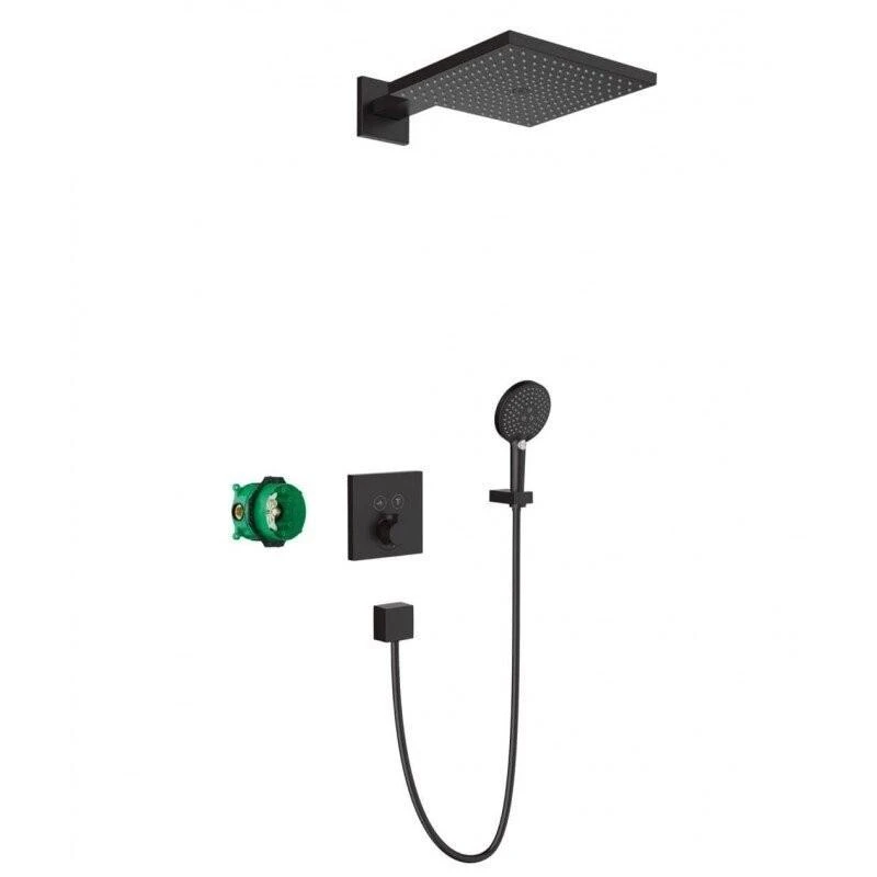 Potinkinės, termostatinės dušo sistemos komplektas Hansgrohe Raindance E 27939670, juodas matinis