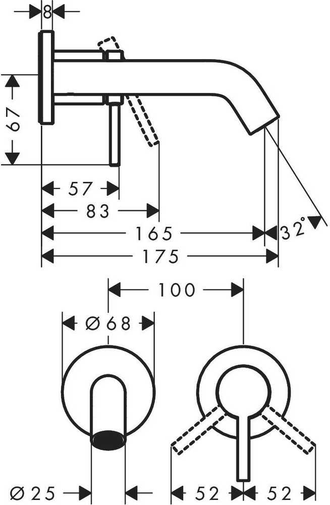 Potinkinis praustuvo maišytuvas Hansgrohe Tecturis S 73350000, chromas