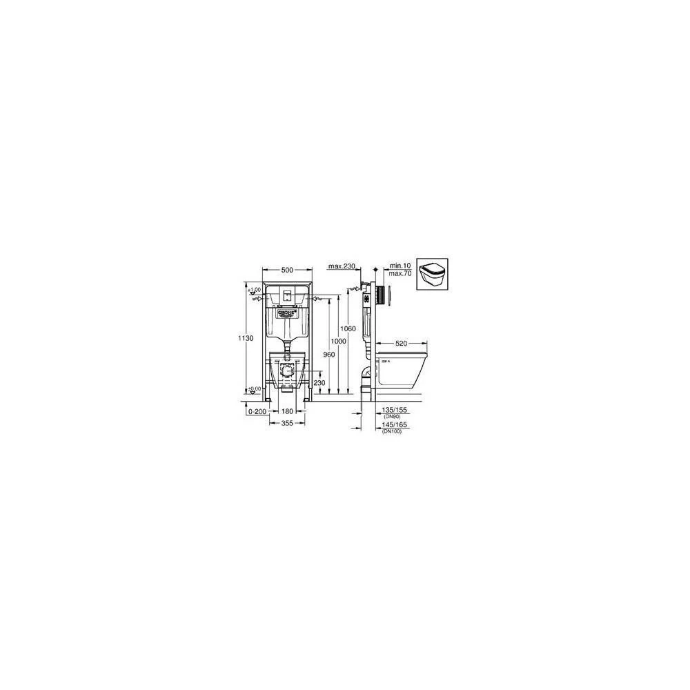 Potinkinis WC komplektas Grohe Serel 5in1 39468000 (unitazas, sėdynė, rėmas, tvirtinimai, mygtukas)