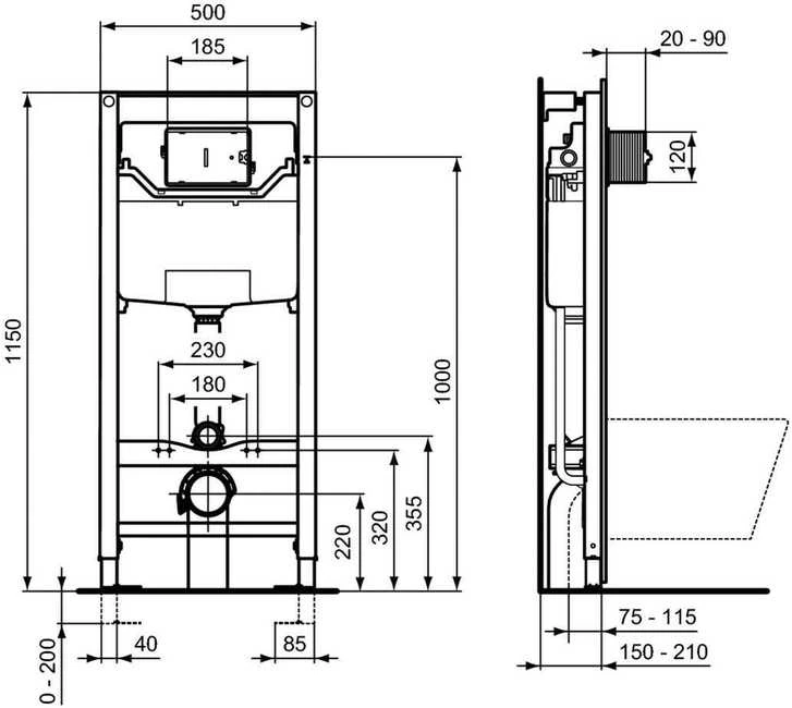 WC rėmas Ideal Standard Prosys, 120M 6/3 L