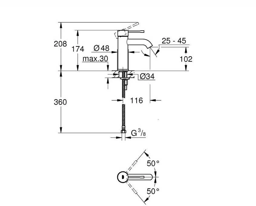 Grohe Essence S praustuvo maišytuvas. supersteel