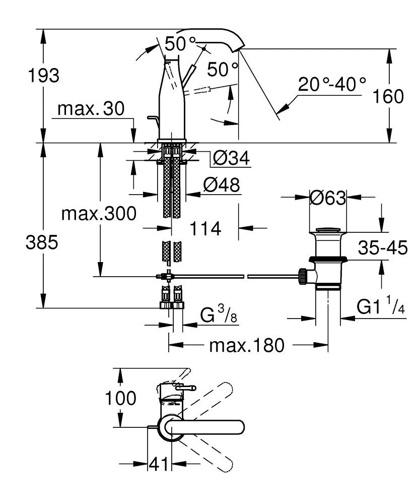 Praustuvo maišytuvas GROHE Essence New, M-dydis, chromas