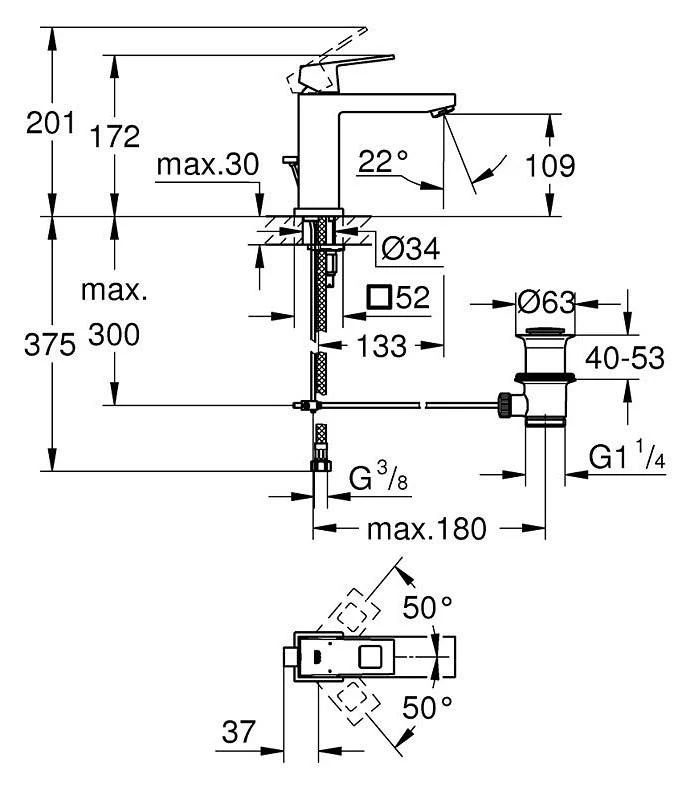 Praustuvo maišytuvas GROHE Eurocube 23445000