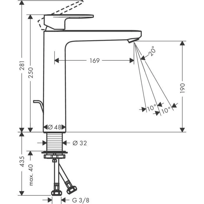 Praustuvo maišytuvas Hansgrohe Vernis Blend 190, 71582000, chromas