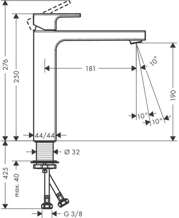 Praustuvo maišytuvas Hansgrohe Vernis Shape 190, 71591000, chromas