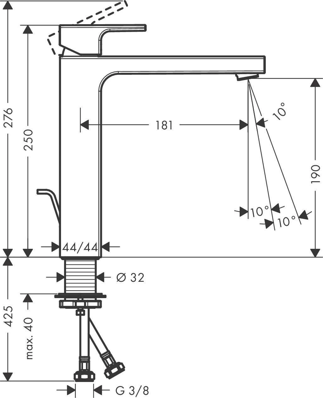 Praustuvo maišytuvas Hansgrohe Vernis Shape 190, 71562670, juodas matinis