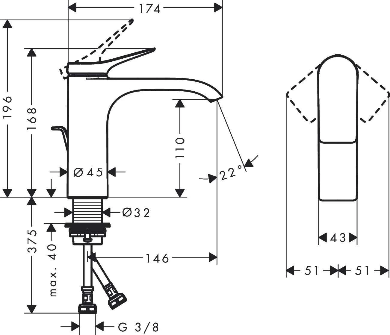 Praustuvo maišytuvas Hansgrohe Vivenis 75020670, juodas matinis