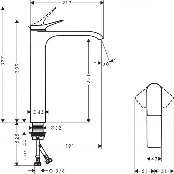 Praustuvo maišytuvas Hansgrohe Vivenis 75042670