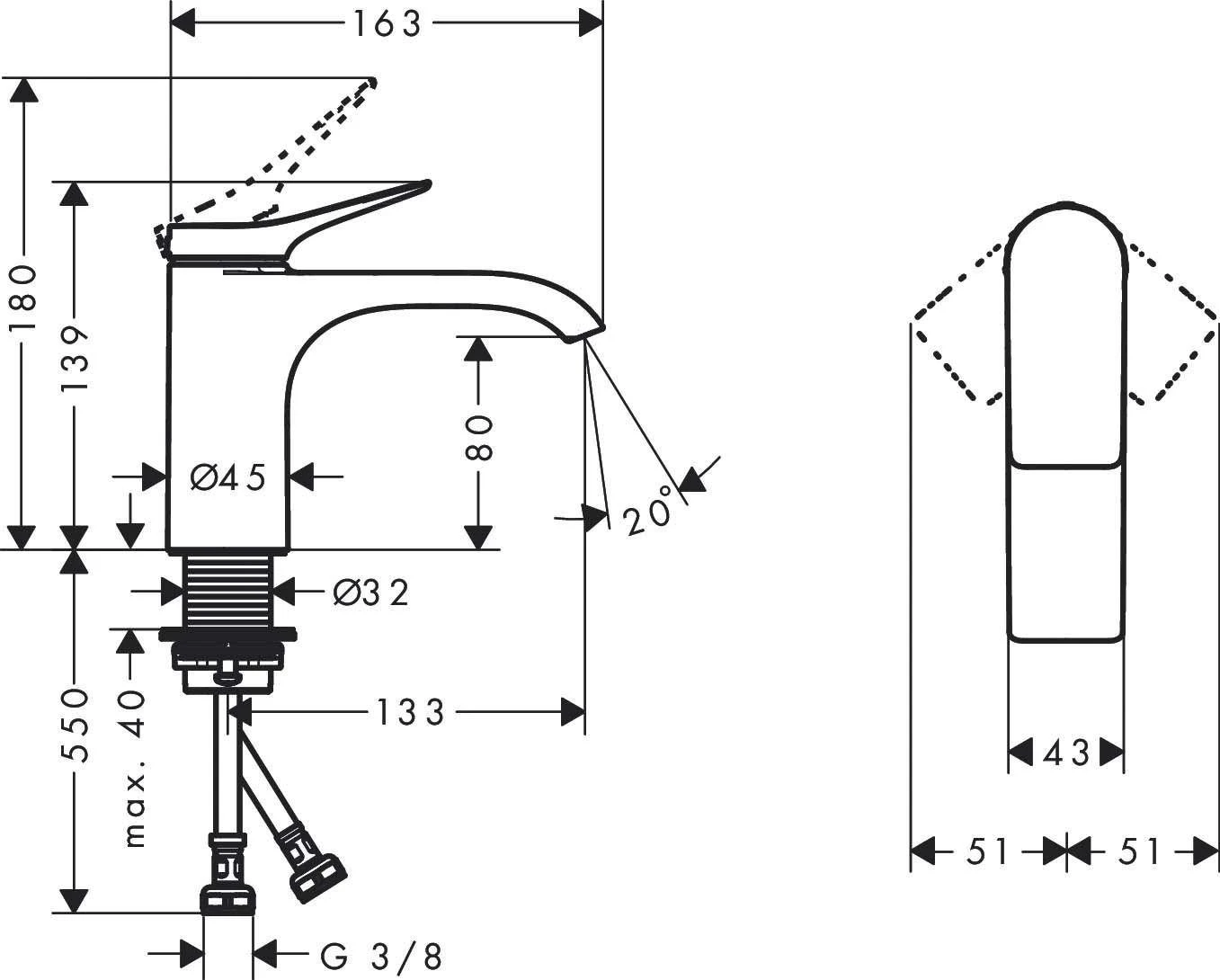Praustuvo maišytuvas Hansgrohe Vivenis 80, 75012000