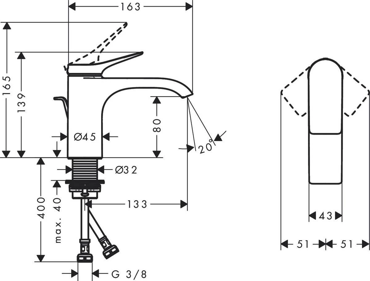 Praustuvo maišytuvas Hansgrohe Vivenis 80, 75010670, juodas matinis