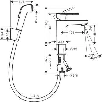 Praustuvo maišytuvas su bidė rankiniu dušu ir dušo žarna 160 cm Hansgrohe Vernis Blend 71215000, chr